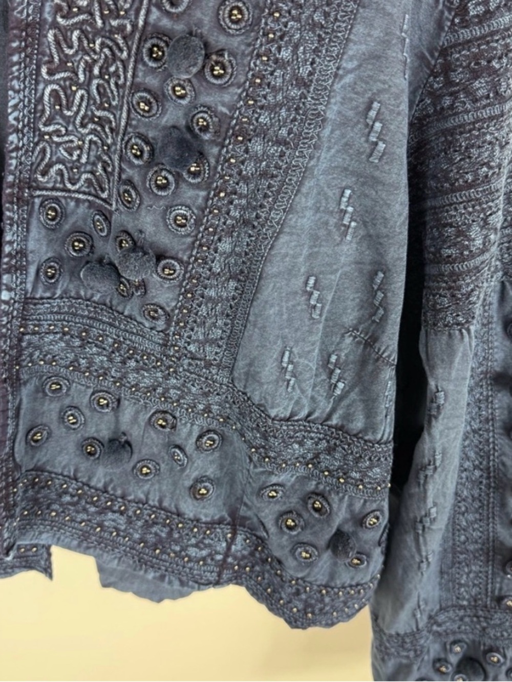 Blue Embroidered Cropped Jacket soft surroundings 2xl Theodora 
NWOT - Picture 4 of 6